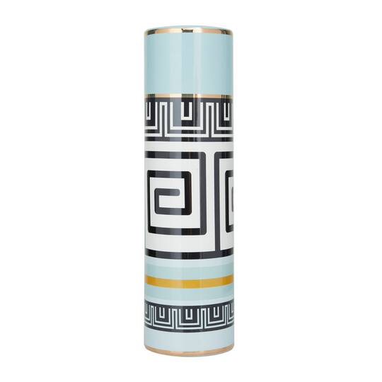 Teal Stoneware Modern Vase, 18" x 5" x 5"